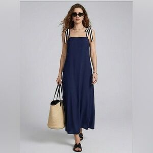 Tie-Knot Shoulder Strap Long Dress Blue